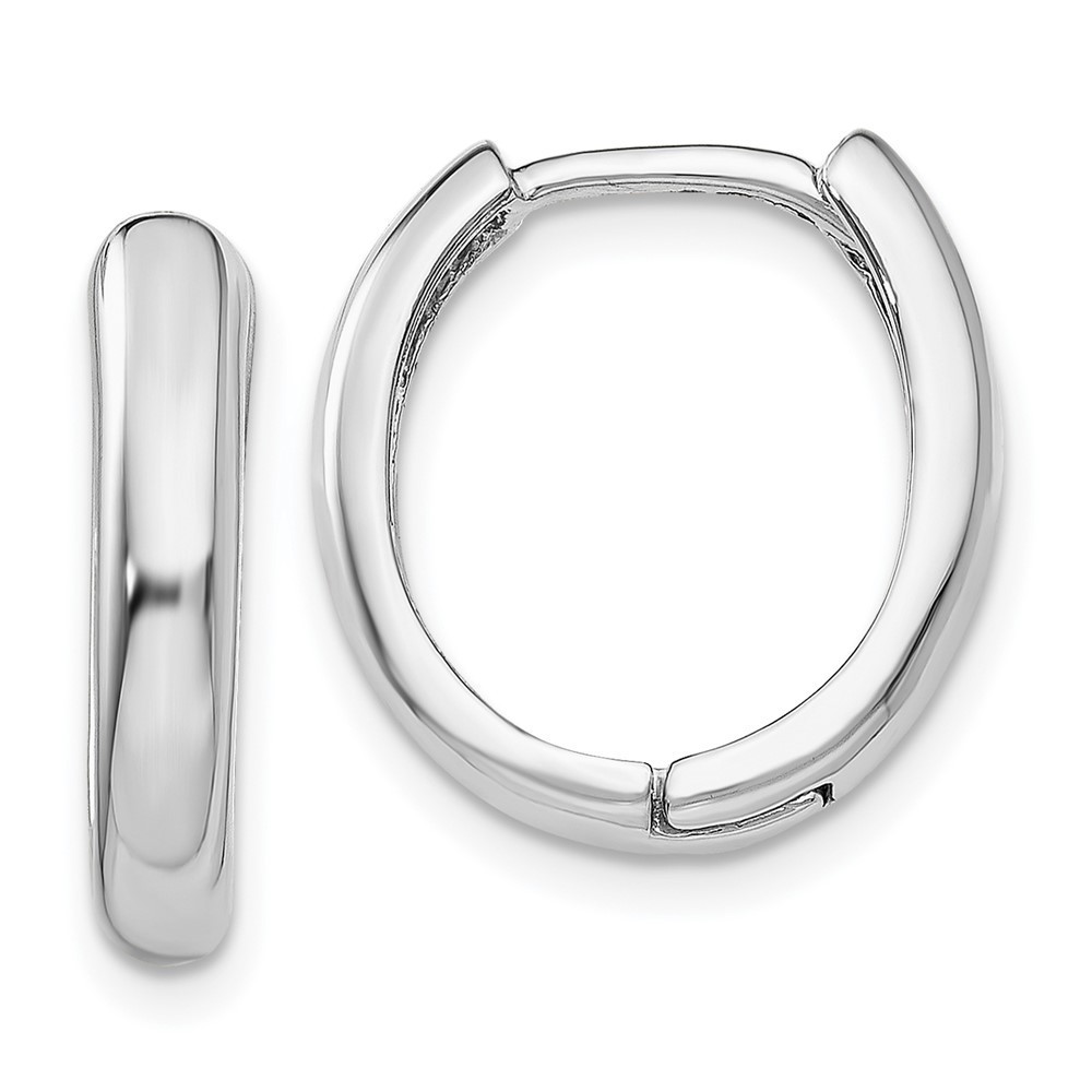 Million Charms 14k White Gold Hinged Hoop Earrings 10 L X 4 Mm W